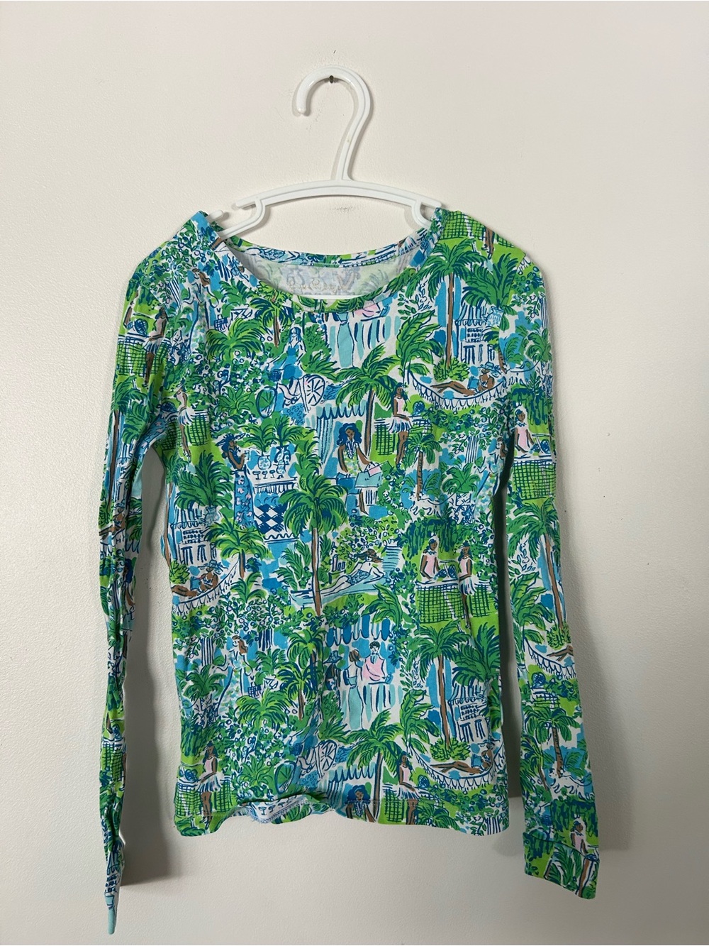 Lilly Pulitzer Girl’s Blue/Green Tropical Print Top Size 8